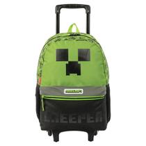 Mochila Sestini Com Rodinhas Escolar Minecraft Creeper Verde