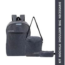Mochila Shoulder Bag e Nécessaire C/ Divisória Alça de Pulso