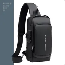 Mochila Shoulder Bag Impermeável com Cadeado e USB Bolsa Transversal Tiracolo à Prova dÁgua - Fashion