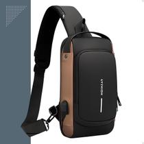 Mochila Shoulder Bag Impermeável com Cadeado e USB Bolsa Transversal Tiracolo à Prova dÁgua Mochila Shoulder Bag Impermeável com Cadeado e USB Bolsa Transversal Tiracolo à Prova dÁgua