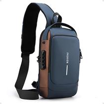 Mochila Shoulder Bag Transversal Impermeável Com Cadeado E Usb Bolsa Tiracolo Pochete À Prova D'água Mochila Shoulder Bag Transversal Impermeável Com Cadeado E Usb Bolsa Tiracolo Pochete À Prova D'água