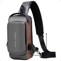 Mochila Shoulder Bag Transversal Impermeável Com Cadeado E Usb Bolsa Tiracolo Pochete À Prova D'água Mochila Shoulder Bag Transversal Impermeável Com Cadeado E Usb Bolsa Tiracolo Pochete À Prova D'água