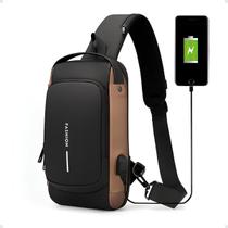 Mochila Shoulder Bag Transversal Impermeável Com Cadeado E Usb Bolsa Tiracolo Pochete À Prova D'água
