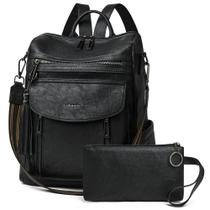 Mochila Shrie Fashion Leather para mulheres, preta