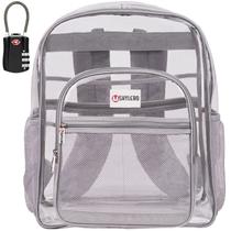 Mochila SHYLERO Clear Extra Large 32L com TSA Lock cinza claro