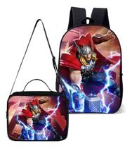 Mochila Simples Com Lancheira Termica Escolar Infantil Estampa Martelo Tor Super Heroi Mochila Simples Com Lancheira Termica Escolar Infantil Estampa Martelo Tor Super Heroi