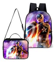 Mochila Simples Escolar Infantil Com Lancheira Termica Estampa Menino Heroi Super America Mochila Simples Escolar Infantil Com Lancheira Termica Estampa Menino Heroi Super America
