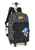 Mochila sonic com rodinhas carrinho preto oficial - Luxcel