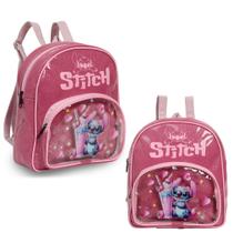 Mochila Stitch Bolsa Tam P Alça Costas Criança Adulto Rosa