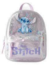 Mochila Stitch Com Zipér Infantil Glitter Estrela Vinil Cor Lilás Zara