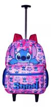 Mochila Stitch Preta Escolar Infantil com Rodinhas