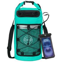 Mochila STOVER, bolsa seca impermeável com capa de telefone, azul-petróleo