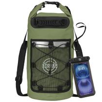 Mochila STOVER, bolsa seca impermeável com capa de telefone verde