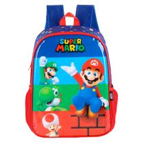 Mochila Super Mario Bros De Alças Escolar Infantil Passeio Vermelho