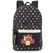 Mochila Super Mario Bros Grande Preta Escolar Passeio