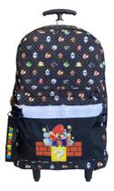 Mochila Super Mario Bros Juvenil Meninos Rodinhas G Preto