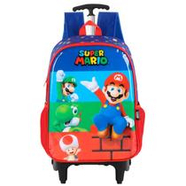 Mochila Super Mario Bros Rodinhas Escolar Infantil Vermelho