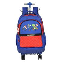 Mochila super mario carrinho azul escuro reforçada oficial