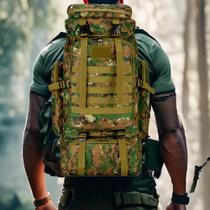 Mochila Tática Grande 80 Litros Camuflada Para Viagem Acampamento LKZ753