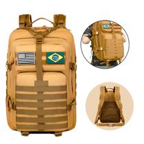 Mochila Tática Militar 50L com MOLLE e Patches Removíveis Bege