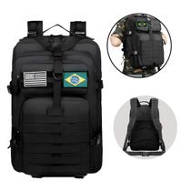 Mochila Tática Militar 50L com MOLLE e Patches Removíveis Preto