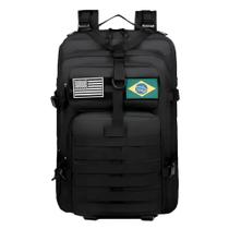 Mochila Tática Militar Impermeável 50L com MOLLE e Patches Removíveis Preto