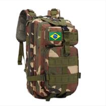 Mochila Tática Militar Impermeável Reforçada 30l camping + patch do brasi varias cores escolha a sua