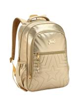 Mochila Teen Preta Denlex Just Metalizada Jt1550 - Dourado