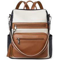 Mochila Telena Vegan Leather Large Travel Bege Feminina
