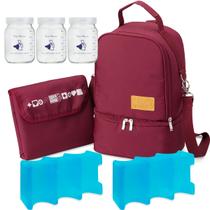 Mochila Térmica Amamente+ Duo Ice com Potes para Leite Materno 200mlSuperMamãe e Trocador Portátil