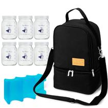 Mochila Térmica Amamente+ One Ice com Potes para Leite Materno 200ml Super Mamãe Trocador Portátil
