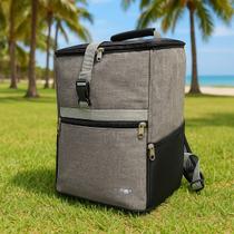 Mochila Termica Cinza Bebidas Alimentos Praia Piquenique Cooler Refrigerado Quente ou Frio