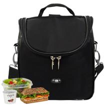 Mochila Térmica Preta 4L Marmita Lancheira Escolar Adolescente Adulto Compacta Trabalho Academia Viagem Frutas Bebidas Discreta