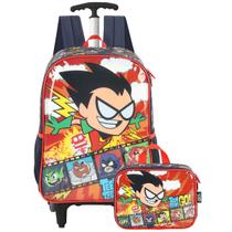 Mochila Titans Go Rodinhas E Lancheira Térmica Escolar Vermelho