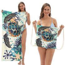 Mochila Toalha de Praia 2 em 1 Estampa Tartaruga Marinha - Mochila Toalha de Praia 2 em 1 Estampa Tartaruga Marinha -