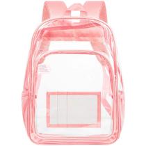 Mochila transparente AGSDON Bolsa de livros transparente para mulheres rosa