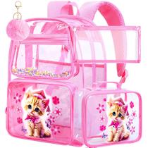 Mochila Transparente AGSDON para Niñas con Lonchera - Diseño de Gato