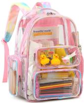 Mochila transparente CAMTOP Transparente Heavy Duty PVC rosa amarelo