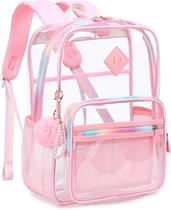 Mochila transparente para meninas, mochila escolar transparente resistente Mochila transparente para meninas, mochila escolar transparente resistente