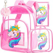 Mochila Transparente Rosa Resistente para Niñas AGSDON Unicornio