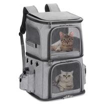 Mochila transportadora de animais de estimação HOVONO com compartimento duplo para gatos pequenos