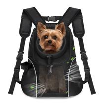 Mochila transportadora de cães de estimação WOYYHO Mochila frontal para cães pequenos Mochila de viagem de malha ventilada para cães com cinto de segurança para viagens, caminhadas, ciclismo e aventuras ao ar livre (tamanho M: 5-9 libras, preta)