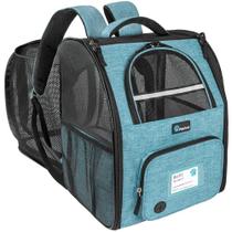 Mochila transportadora para animais de estimação PetAmi expansível para viagens de 8 kg, azul-petróleo