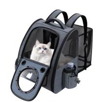 Mochila Transportadora para Pets Groxkox com Janela Bolha Cinza