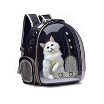 Mochila Transporte Pet Visão Panorâmica Astronauta Transparente Cachorro Gato Preta