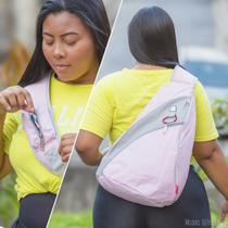 Mochila Transversal Simples Moda Feminina Grande Capacidade Casual Esportes e Uso Diário Rosa