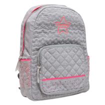 Mochila triviun para notebook mescla bordado estrela rosa neon