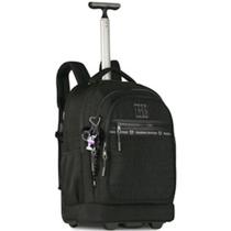Mochila Troller Rodinha Rebecca Bonbon Juvenil Feminina 19" Carrinho Com Chaveiro Pompom RB27000 Preta