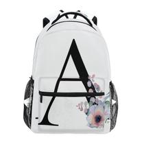 Mochila TropicalLife Letter A com flor para caminhadas e viagens Mochila TropicalLife Letter A com flor para caminhadas e viagens