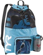 Mochila TYR Big Mesh Mummy 40L para natação, academia e treino azul Mochila TYR Big Mesh Mummy 40L para natação, academia e treino azul